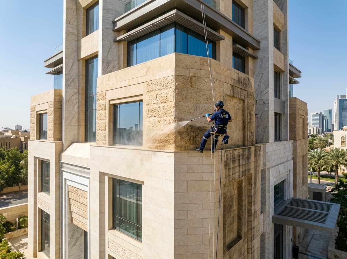 تنظيف واجهات الحجر
