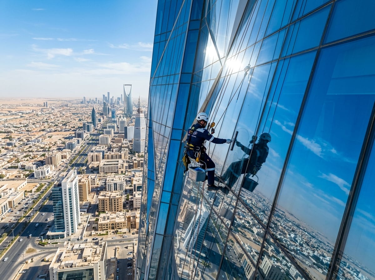 تنظيف واجهات الأبراج الشاهقة والارتفاعات في الرياض - مؤسسة شذى الغيد